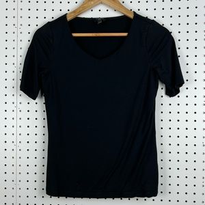 Talbots Women's Short Sleeve V-Neck Lined Shirt Size Petite Small PS Black